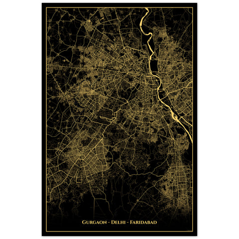 Delhi Map Black and Gold