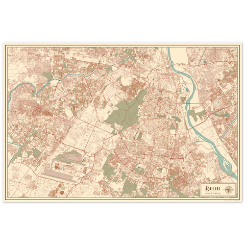 Delhi Vintage Style Map